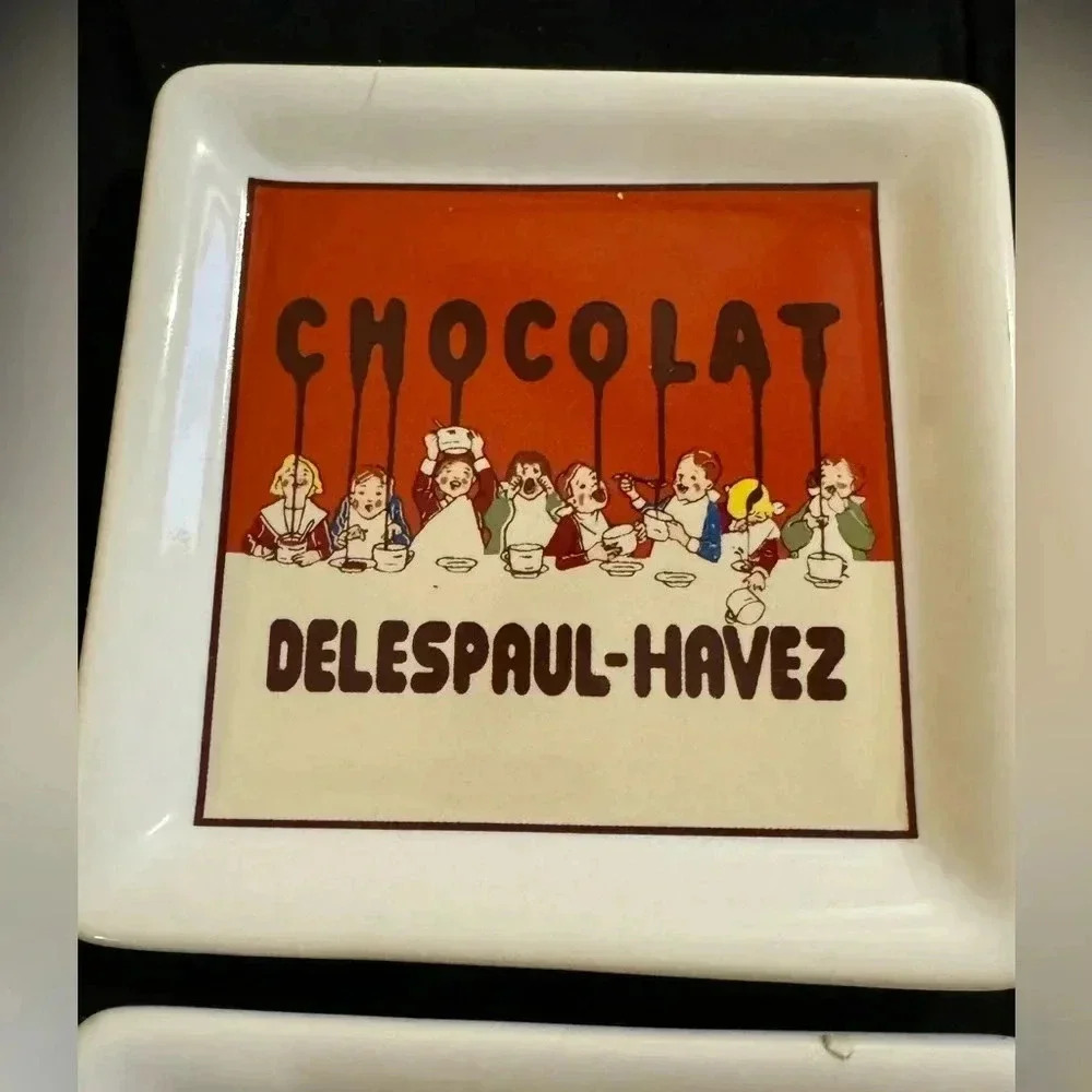 Pottery Barn French Bakery Chocolate Delespaul-Havez Coaster Set Colorful Fun - Picture 4 of 9